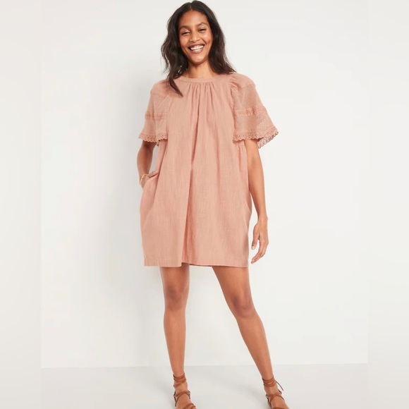 Brand New Never Worn Flutter-Sleeve Tie-Back Mini Swing Dress for Women - Picture 3 of 3